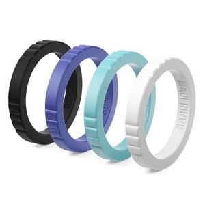 Stackable Silicone Rings for Women: Comfort Wedding Band, Sport Alternative - Set of 4