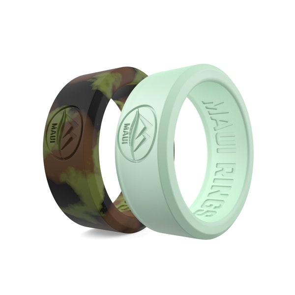 Men Silicone Rings, Hunter Camo Wedding Band, Alternative Rings, Glow in the Dark Silicone Rings, Soft Men Jewelry, Maui Rings