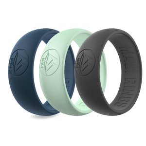 Best Silicone Rings, Breathable Silicone Wedding Band, Dark Grey Surfer Ring, Blue Engagement Ring, Glow in the dark ring, Maui Rings
