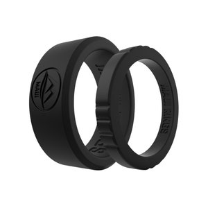 His & Hers Black Silicone Rings: Comfort Wedding Bands