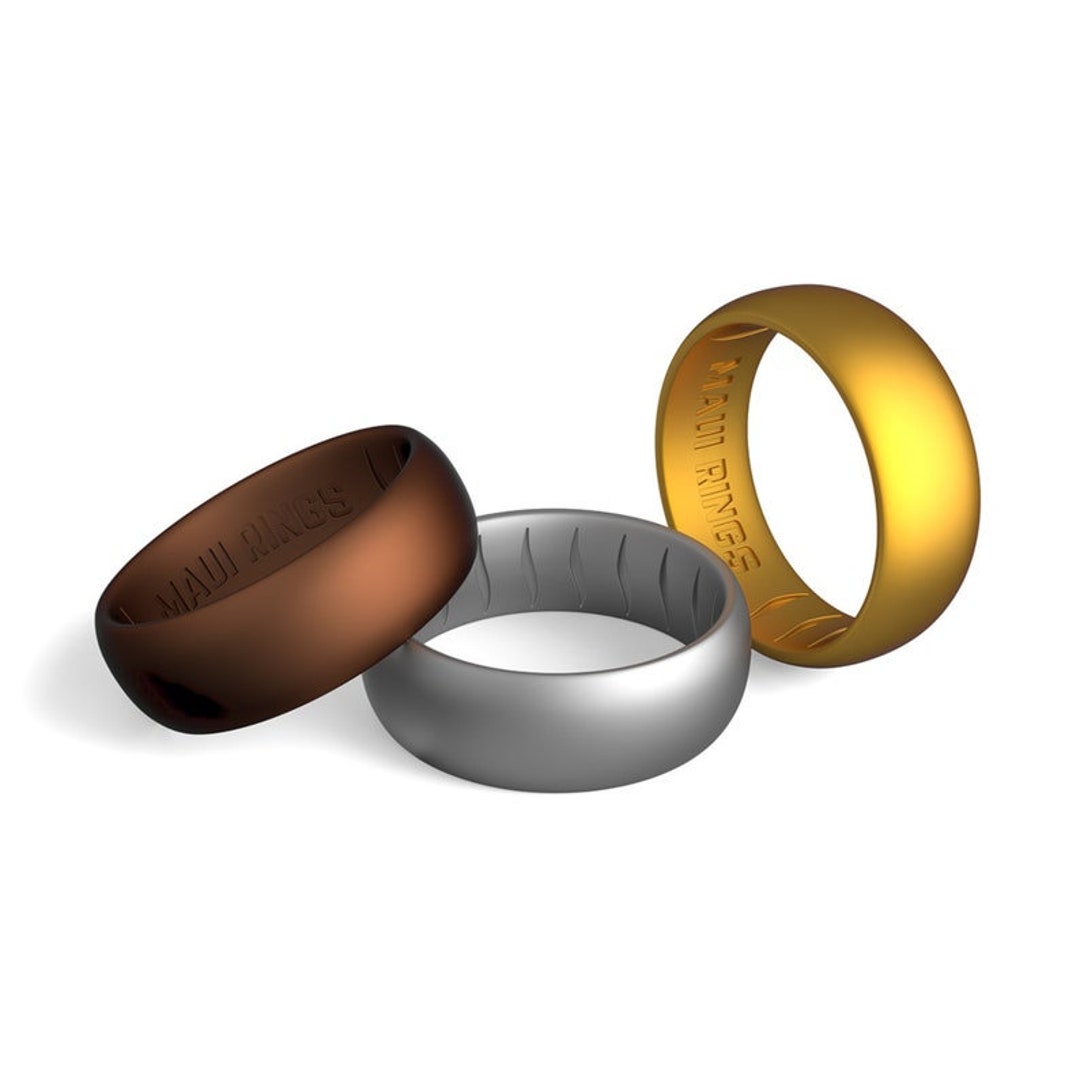 Men Set of 3 Silicone Rings, Alternative Wedding Band Ring, Men Jewelry ...