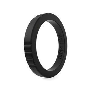 Black Silicone Ring: Stackable Medical-Grade Wedding Band