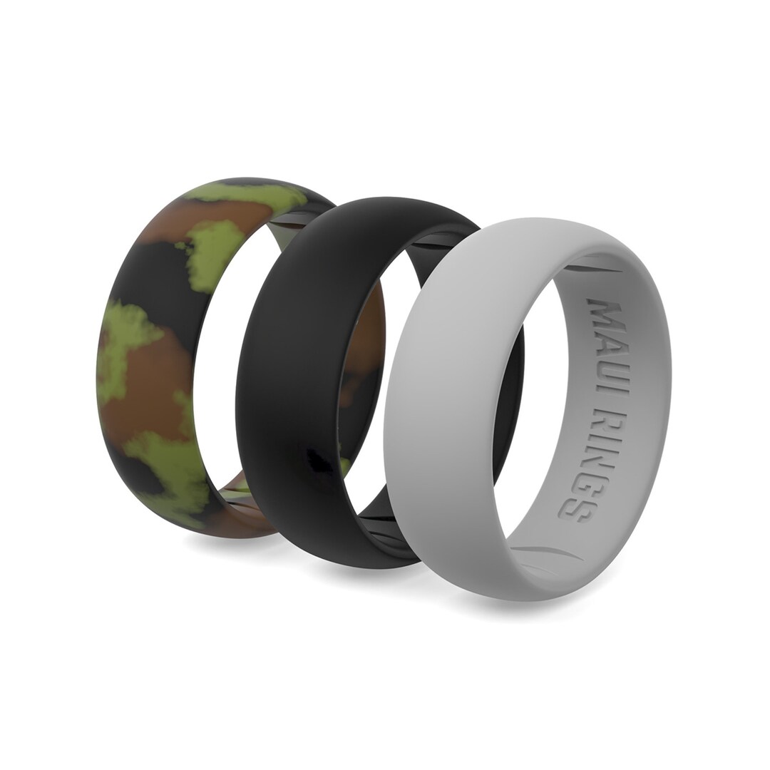 Soldier Silicone Men Rings Set, Alternative Wedding Band Ring, Men ...