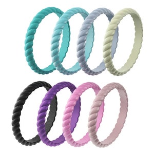 Braided Silicone Ring Set: Stackable Medical-Grade Wedding Bands