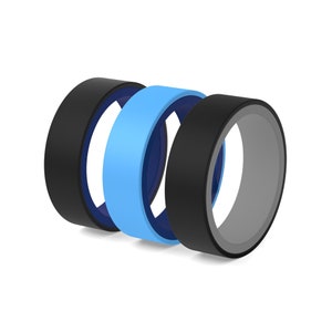 Men&#39;s Two-Tone Silicone Ring Set: Reversible Sport Wedding Band