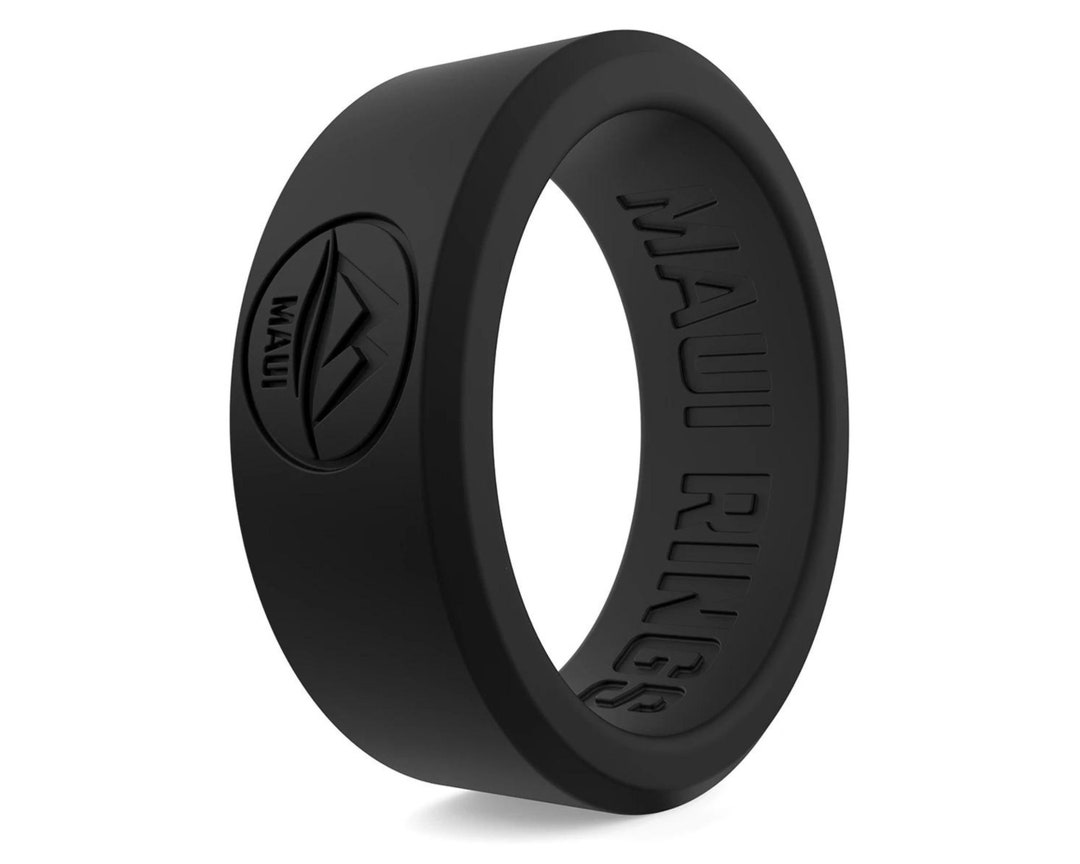 Men's Black Silicone Ring: Safe Active Wedding Band, Maui Rings - Etsy