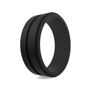 Black Sport Silicone Ring: Unisex Active Wedding Band