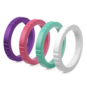 Stackable Silicone Rings for Women: Comfort Wedding Band, Set of 4