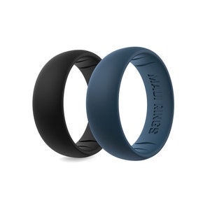 Silicone Alternative Classic Ring, Men Women Jewelry Rings, Breathable Promise Ring, Anniversary Gift Idea, Black and Blue Rings, Maui Rings