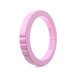 White & Pink Silicone Ring: Stackable Wedding Band, Active Lifestyle