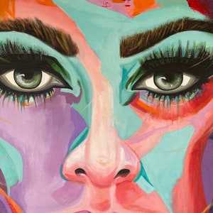 Original Acrylic Painting, Female Portrait, Abstract portrait in Acrylics, Modern Art, contemporary paintings, young Sophia Loren