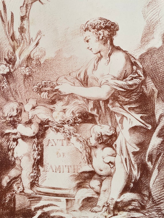 Estmpe ncienne de l'llégorie du temps pr Picrt:: vers 1720 - En