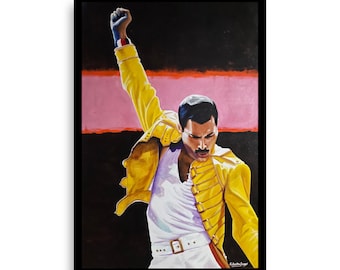 Freddie Mercury in Concert, Large Art Print, Giclée Printing, original painting