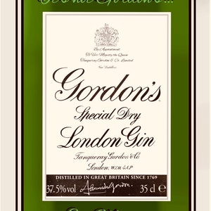 Raro e originale Gordon's Gin London, poster pubblicitario degli anni '80. Si adatta a cornici di formato A3 o più grandi. Consegna sicura gratuita in tutto il mondo