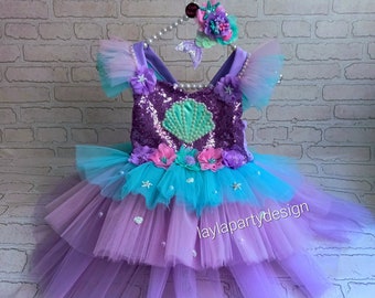 Mermaid Tutu Dress: Sequin Birthday Costume, Baby Girl Party