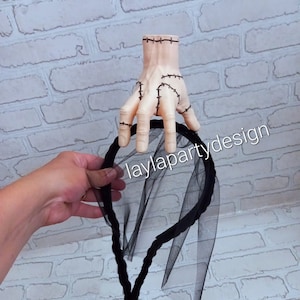 Halloween Hand Crown: Black Tulle Headband, Kids Costume