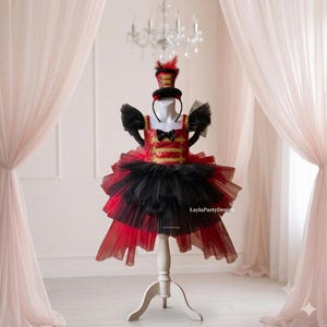 Luxury Christmas Dress for Girls, Handmade Holiday Party Dress, Circus Ringmaster Outfit, Cake Smash & Photo Shoot Dress