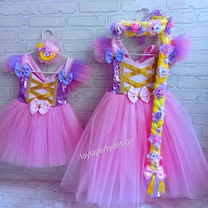 Lavender Rapunzel Tutu Dress: Handmade Princess Costume for Girls, 6M-10Y - Gift for Girl