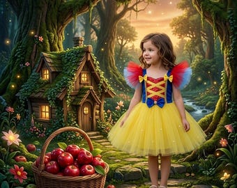 Rotkäppchen-Kostüm | Märchenhaftes Tutu-Kleid | Märchenhaftes Geburtstagsoutfit für Mädchen | Prinzessinnenkleid mit rotem Umhang