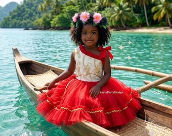 Island Princess Birthday Dress: Tropical Satin & Tulle Costume