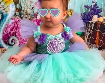 Vestido de tutú de sirena para cumpleaños: disfraz de lentejuelas inspirado en Ariel