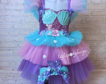 Mermaid Birthday Dress: Sequin Top, Tulle Skirt, Handmade Costume