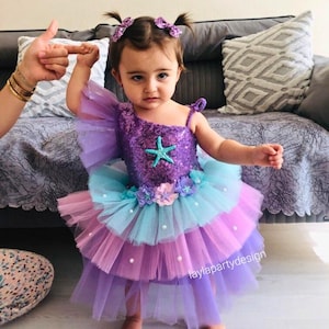 Mermaid Costume -One Shoulder Sequin Dress- Handmade Party Outfit - 1st to 10th Birthday Costume -Mermaid Dress -Toddler Princess Dress