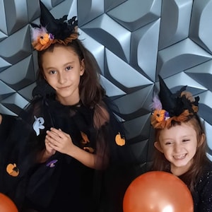 Handmade Halloween Pumpkin Crown & Wand Set: Witch Hat Headband