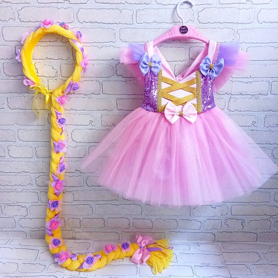 Vestido de Rapunzel nina Rapunzel disfraz de Rapunzel fiesta de cumpleanos de Rapunzel Rapunzel decorada en oro disfraz de Halloween para ninos sesion de fotos de bebe Etsy Espana