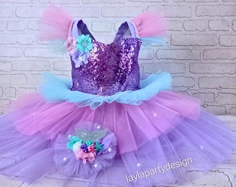 Handmade Mermaid Dress: Sequin Bodice, First Birthday Costume