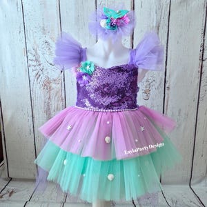 Mermaid Dress - Mermaid Costume - Mermaid Birthday for Girl Outfit - Halloween Kids Costume - Princess Costume -First Birthday Dress Costume