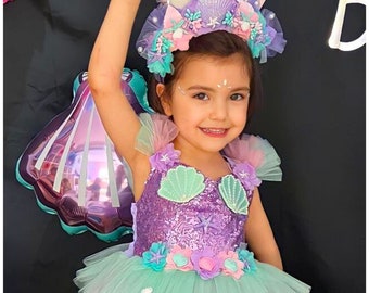 Princess Ariel Costume, Mermaid Birthday Tutu , Photoshoot Girls Outfit, Photoshoot Tutu Dress, Birthday Costume , Toddler Costume
