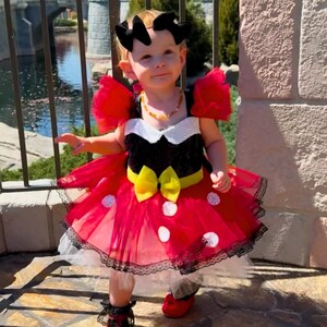 Handmade Minnie Mouse Inspired Dress: Red Polka Dot Birthday Costume