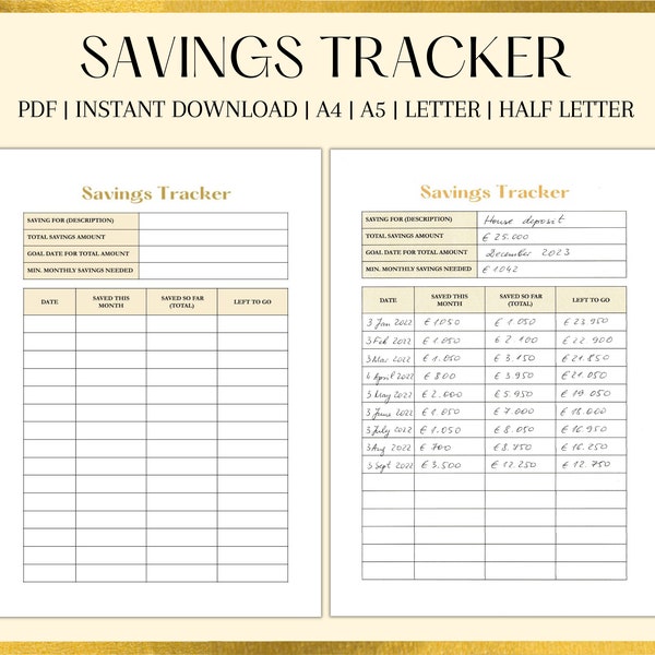 Savings Printable - Etsy
