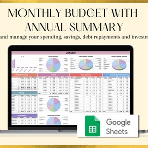 Monthly Budget Planner, Annual Budget Tracker, Google Sheets Budget Template, Personal Finance Dashboard, Monthly Budget Dashboard