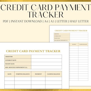 Seguimiento de pagos con tarjeta de crédito imprimible, Seguimiento de pagos de tarjetas de crédito, Registro de tarjetas de crédito, Seguimiento de pagos de deudas, Seguimiento de pagos de deudas
