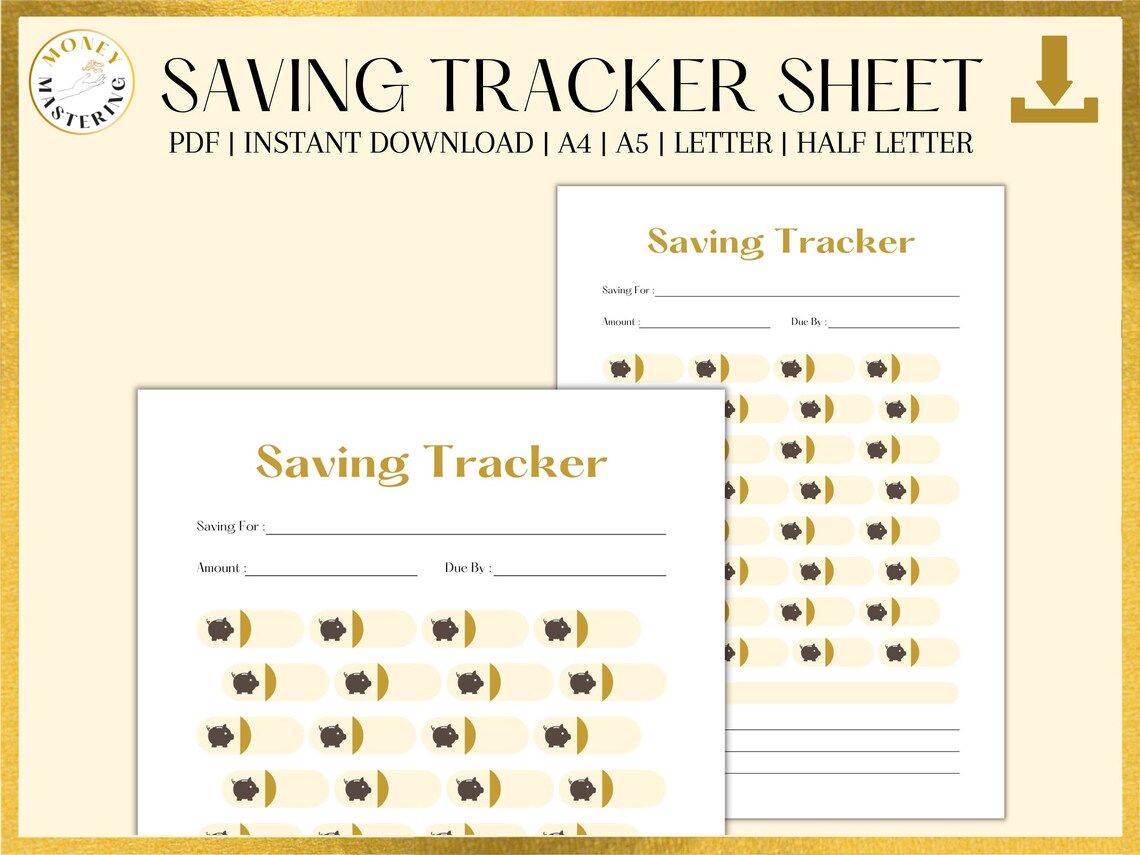 Saving Tracker Sheet Printable, Savings Template, Savings Challenge Printable, Savings Printable ...
