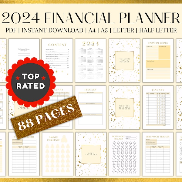 2024 Financial Planner Book 88 Pages, Ultimate Financial Planner, Financial Templates Printable, Financial Sheets, Budget Planner