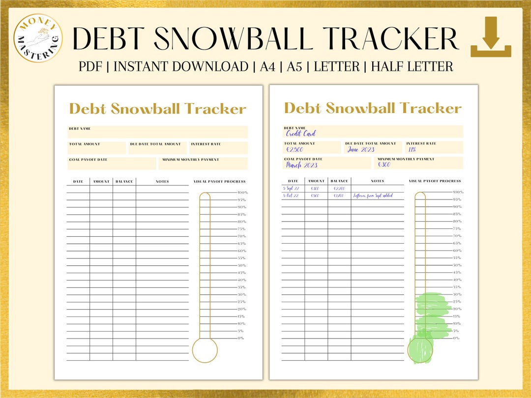 Debt Snowball Printable Debt Snowball Template Debt Snowball Etsy Debt Snowball Printable Debt Snowball Template Debt Snowball Etsy