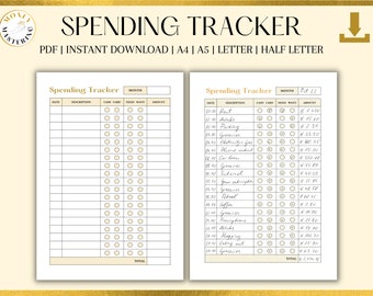 Printable Spending Tracker, Expense Tracker, Spending Journal, Spending Log, Transaction Log,  Spending Printable, Expenses Printable