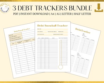 Debt Tracker Bundle 3 Printables, Debt Printables Bundle, Debt Templates, Debt Payoff Tracker, Debt Snowball Printable, Simple Debt Tracker