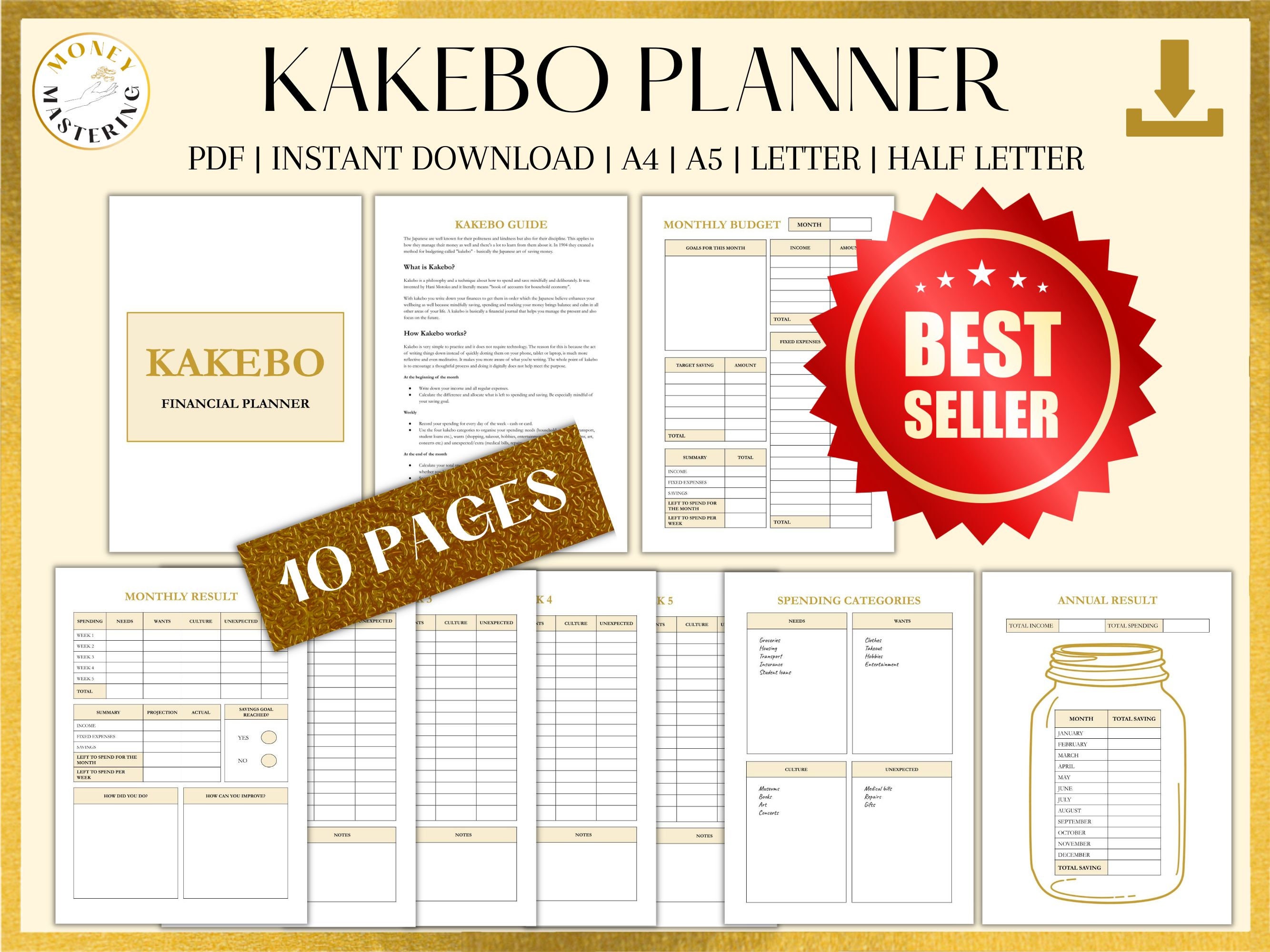 Planificateur financier Kakebo imprimable, Journal budgétaire Kakebo,  modèle de budget Kakebo, feuille de calcul Kakebo, Journal de  budgétisation, Plan budgétaire Kakeibo -  France