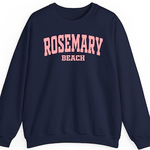 Sweat-shirt, sweat à capuche et chemise Rosemary Beach | ville côtière de Floride | Esthétique de plage minimale | Pull à col rond Retro Ocean Vibes, cadeau de vacances