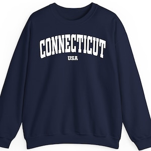 Connecticut Sweatshirt Hoodie T-Shirt USA Vintage Minimalist College Style Connecticut Shirt Retro Crewneck Unisex Gift For Her Gift For Him