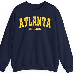 Sudadera con capucha y camiseta de Atlanta, Georgia: cuello redondo de Atlanta, camisa vintage de Georgia, camiseta de viaje unisex, regalo de recuerdo, top de ropa urbana de EE. UU.