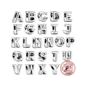 Reflexions Alphabet Original Pulsera Clip Charm, A-Z 26 Letra Reflection Mesh Pulsera Charm, Plata de ley para pulseras S925