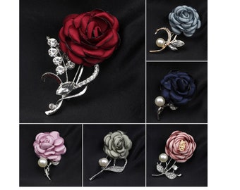 Spilla da uomo con nappa floreale per uomo Colletto da giacca Spilla da bavero, Spilla con fiore rosa Accessori per abiti da sposa Accessori per feste