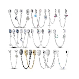 Veiligheidsketting fit Pandora-armband, Love Heart S925 sterlingzilveren bedels fit momenten armband, bedels voor armband vrouwen sieraden geschenken