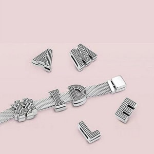 Reflexions Alphabet Original Bracelet Clip Charm,A-Z 26 Letter Reflection Mesh Bracelet Charm, Sterling Silver for S925 Bracelets image 3