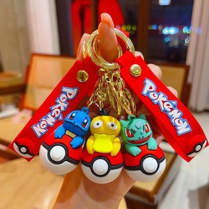 Nouveau pendentif porte-clés de style Pokémon, porte-clés pendentif en silicone pour cartable Poke Ball, joli porte-clés jouet en caoutchouc 3D, cadeau enfant pour elle